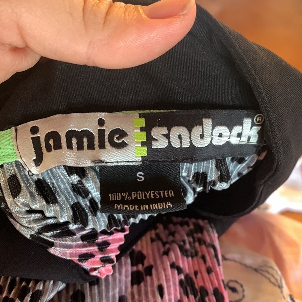 [Jamie Sadock] Pink/Black Pleated Leopard Shirt - Size Small - Picture 7 of 7